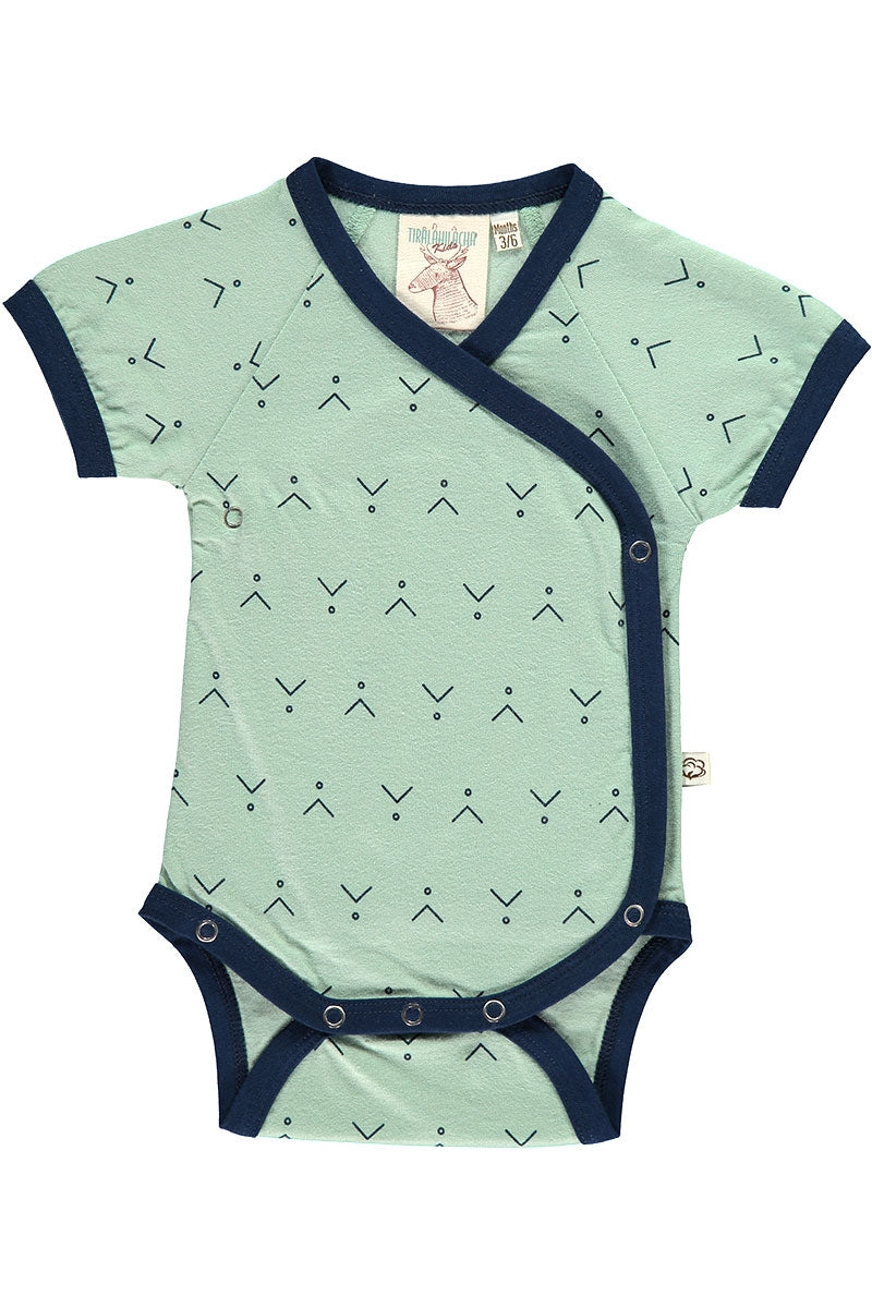 Kimono Organic Cotton Body in mint green and abstract print