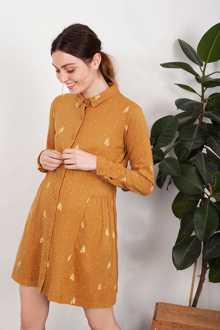 Lisa Mustard Shirtwaist dress