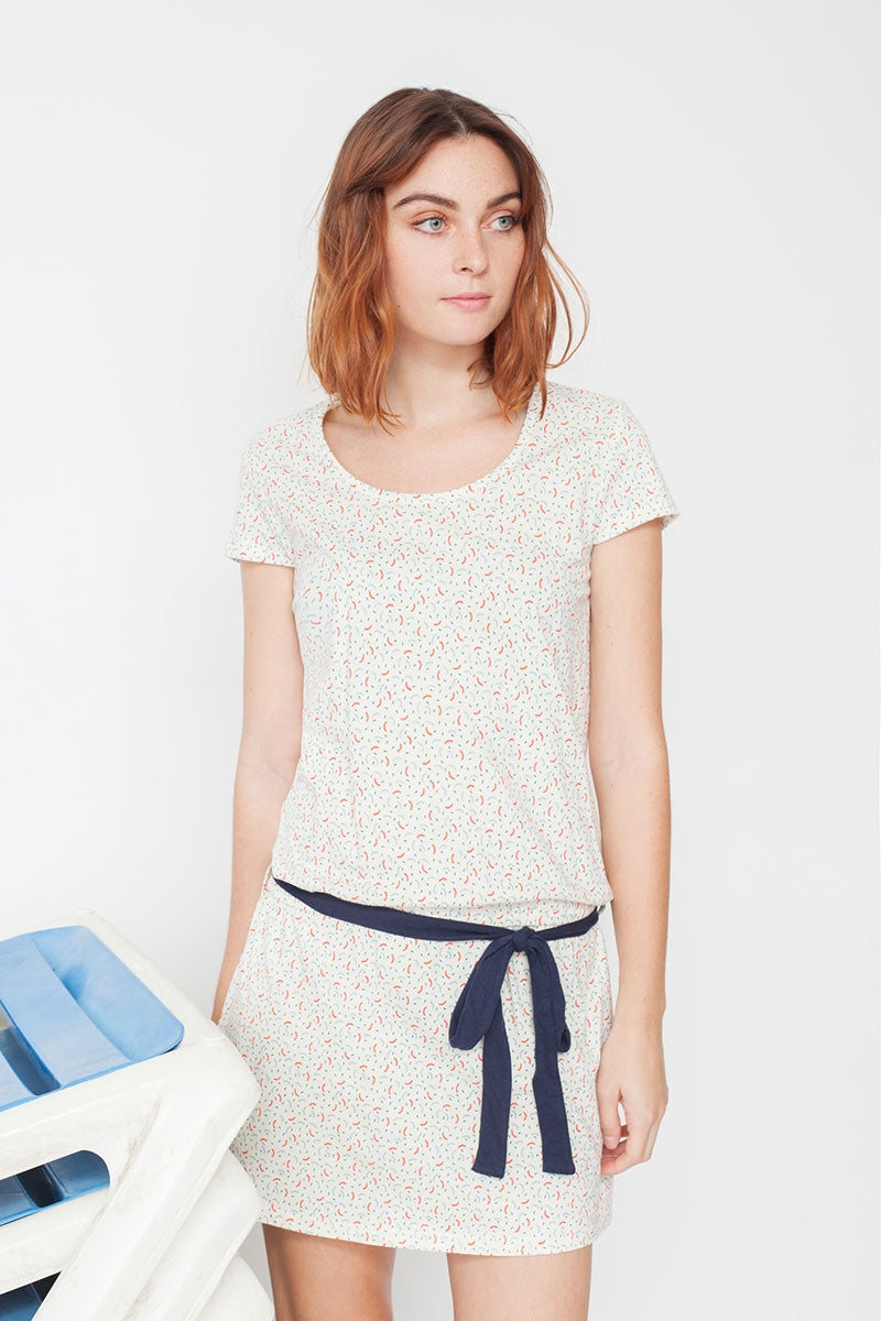 Marga belt dress with geometric print