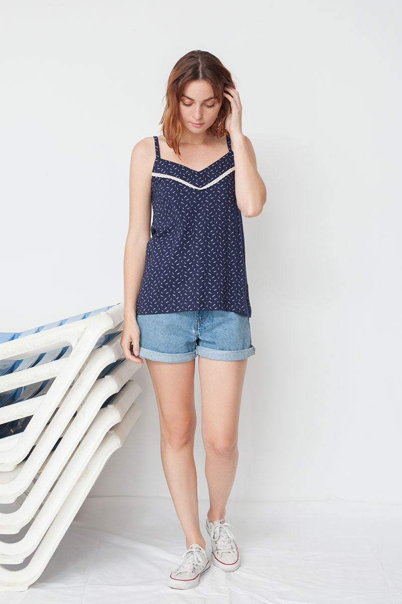 Marsha tank top in navi blue