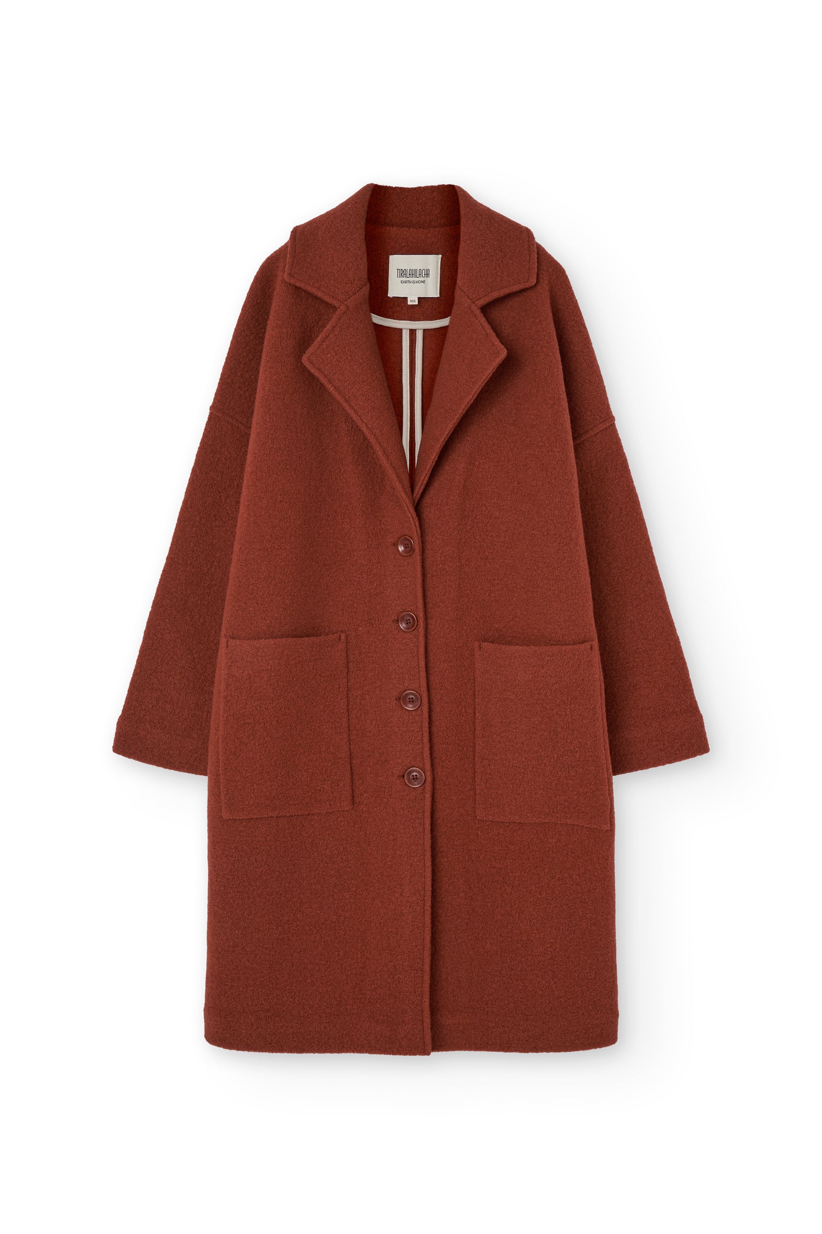 Merino Wool Long Coat In Red