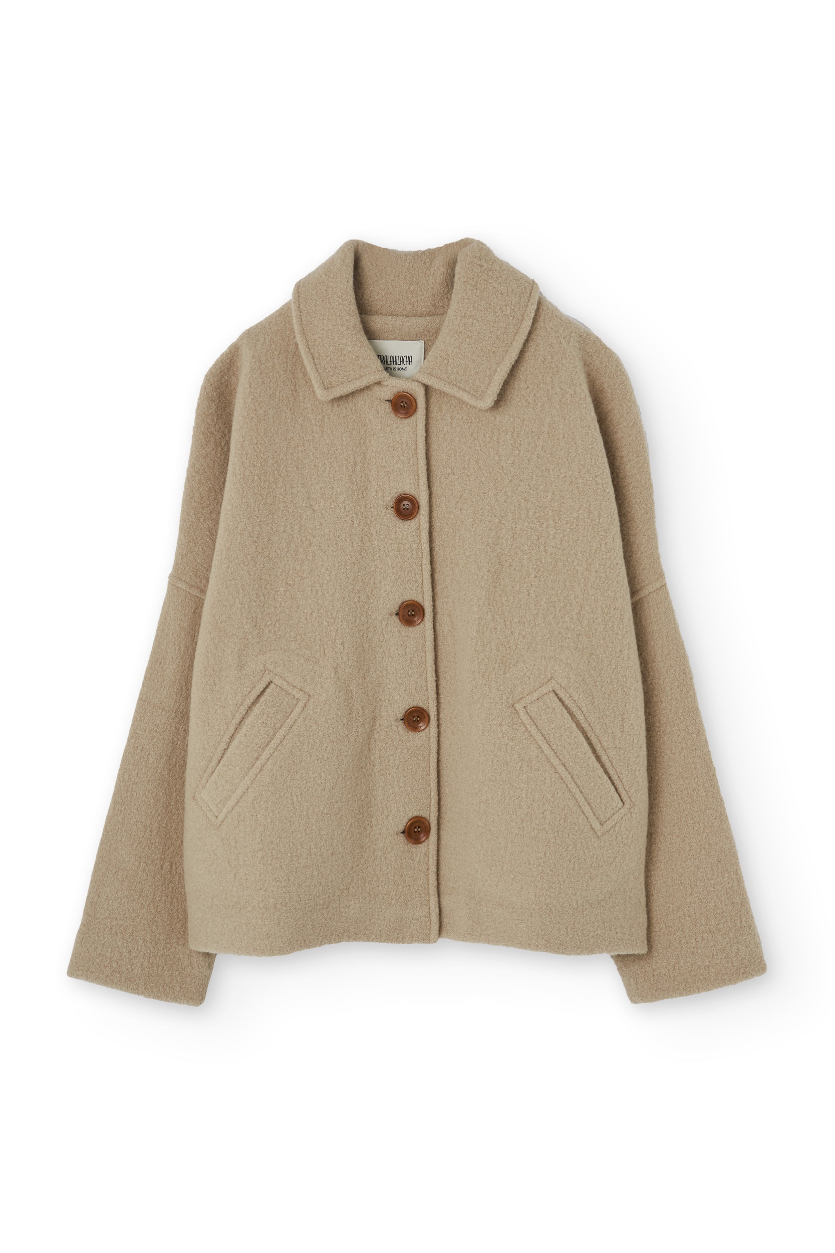 Merino Wool Short Coat In Beige