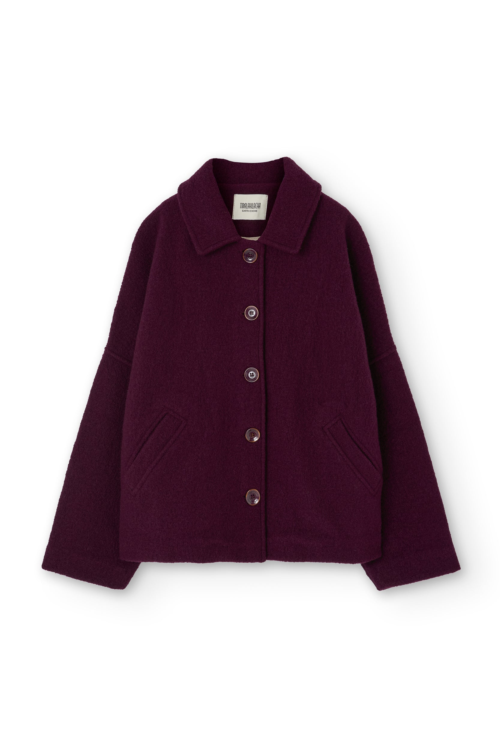 Merino Wool Short Coat In Purple