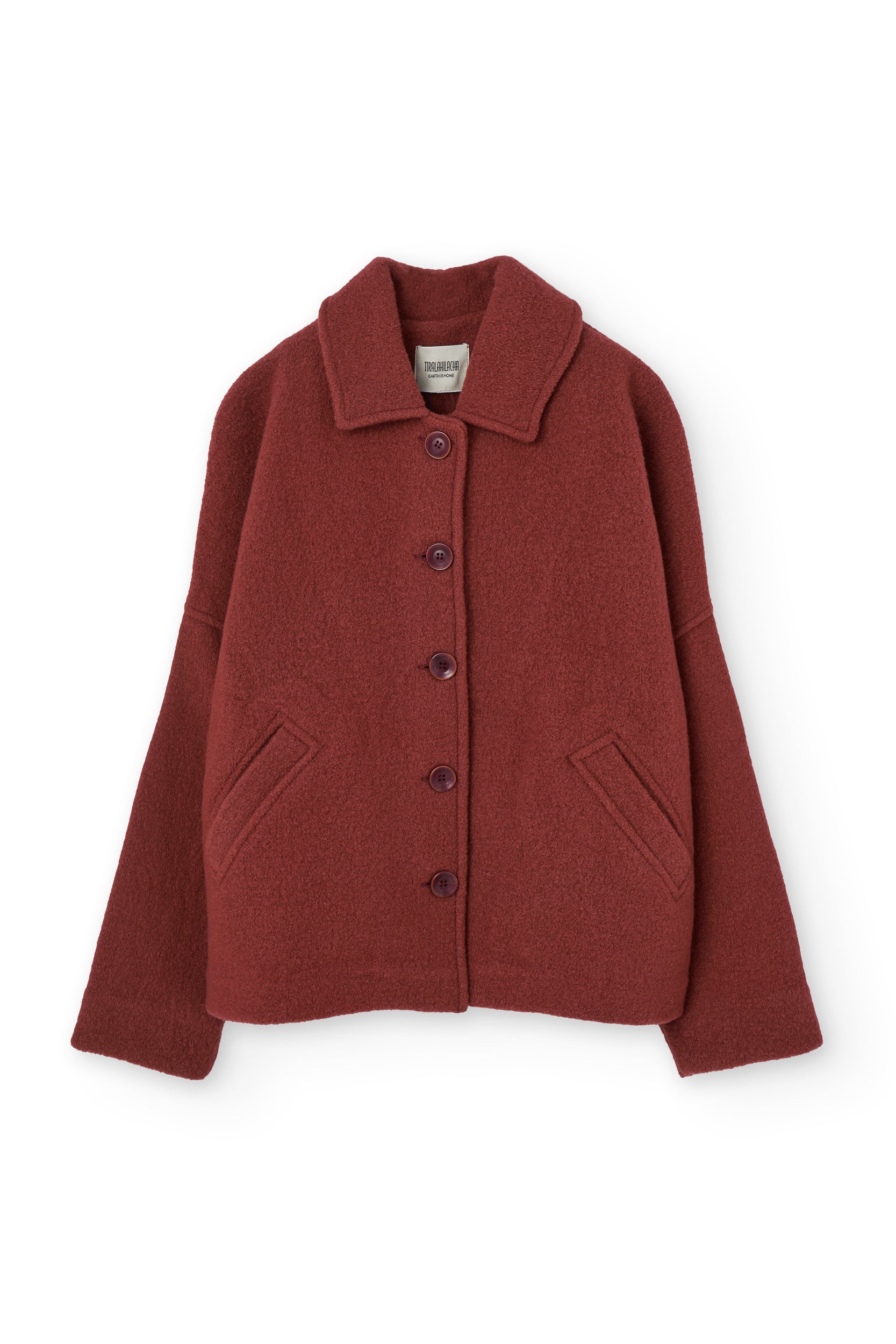 Merino Wool Short Coat In Red