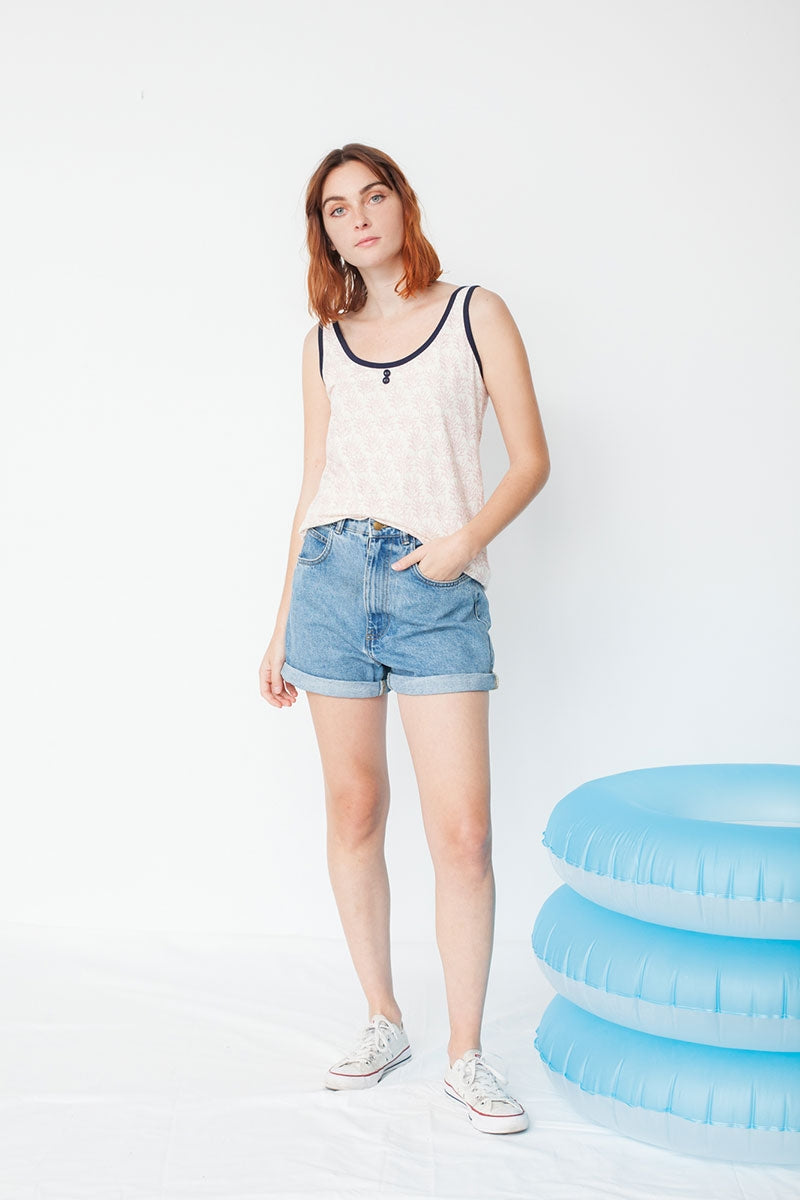 Mia tank top with coral print