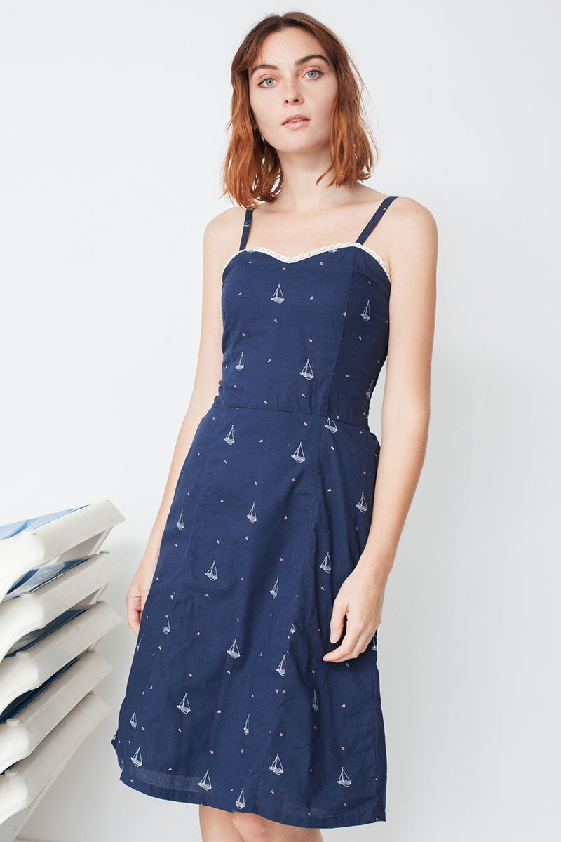 Micaela heart neckline in navy blue