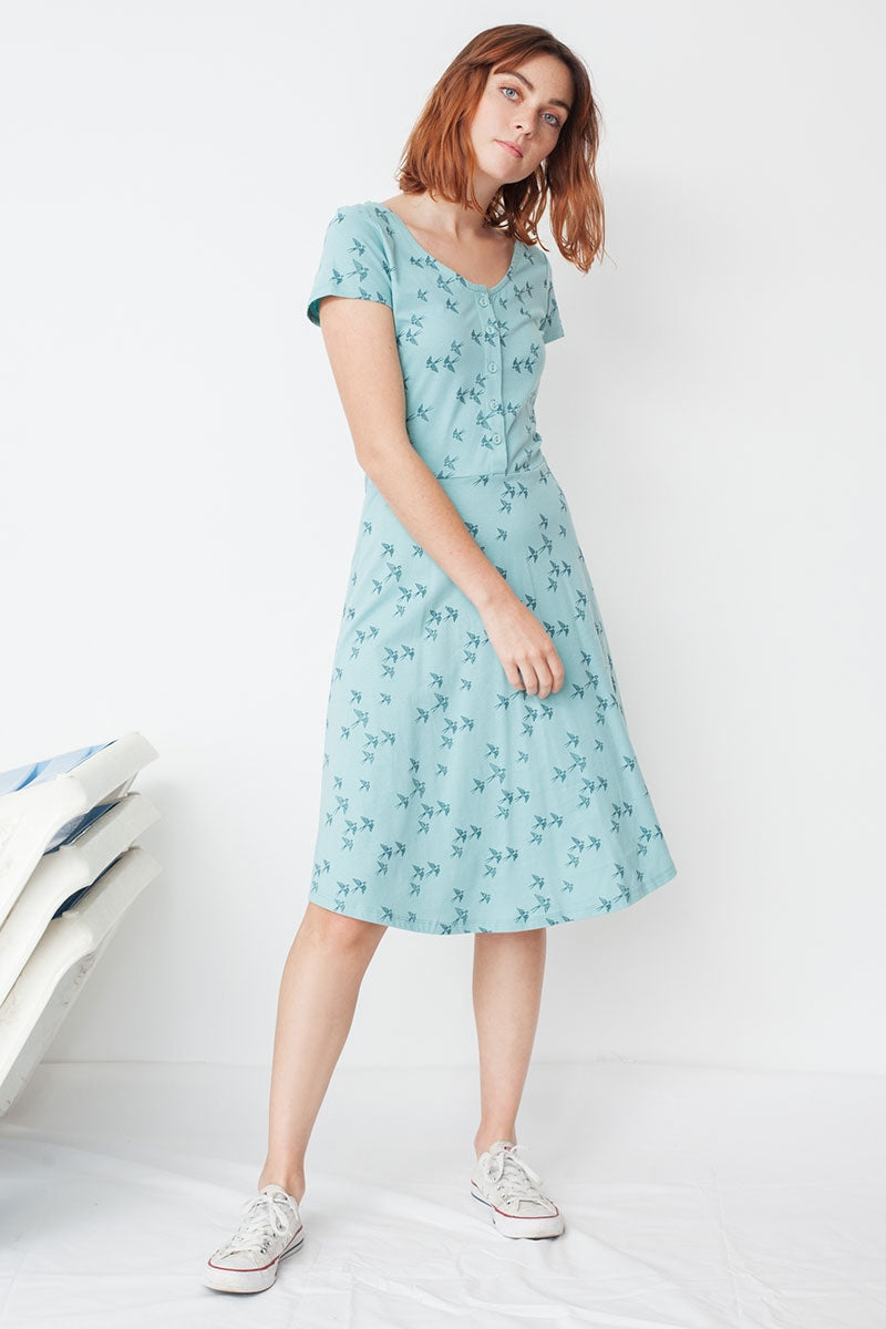 Monica middle layer dress with birds print