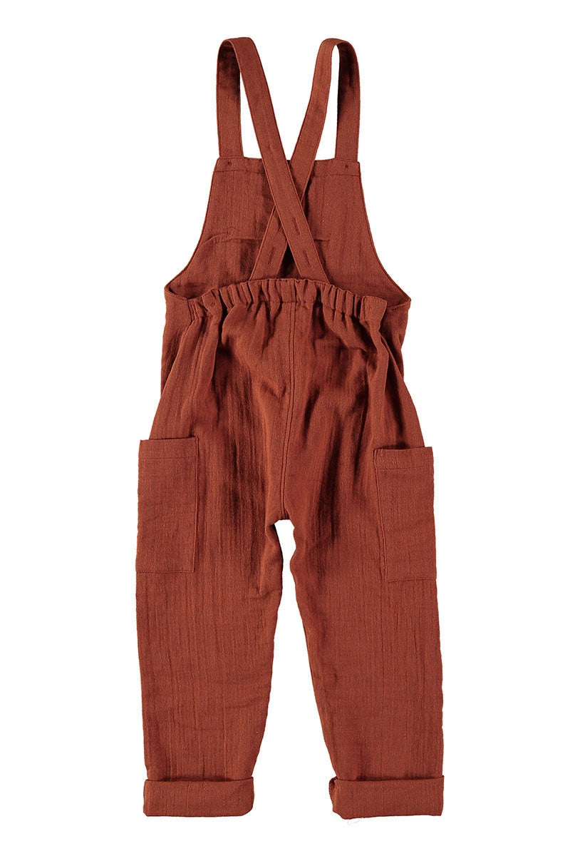 Muslin jumpsuit basic in terracotta