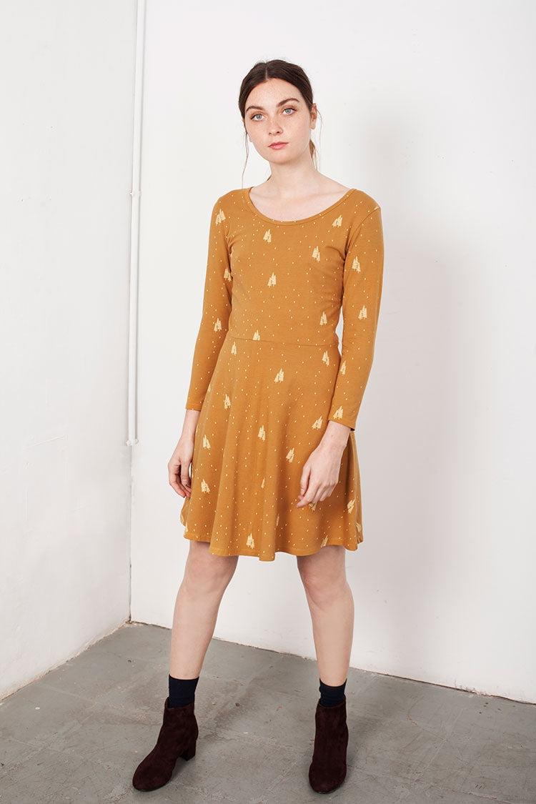 Mustard Mid-skirt Lorianne dress