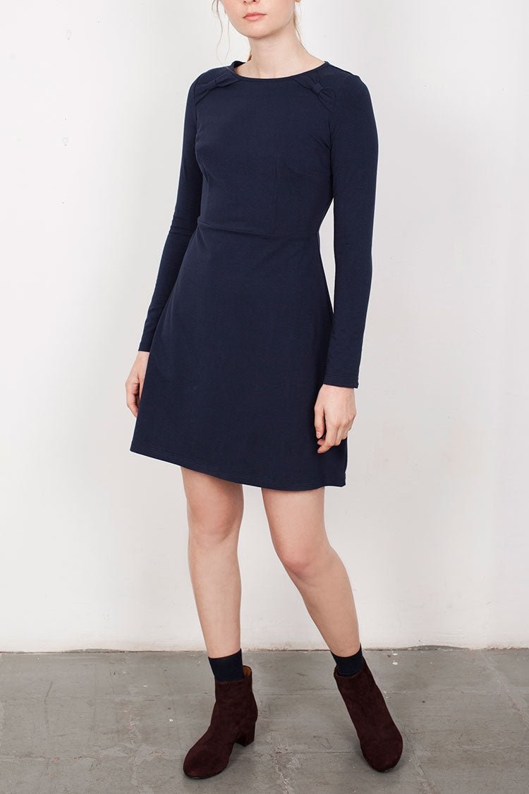Navy Blue Lilly Bow Dress