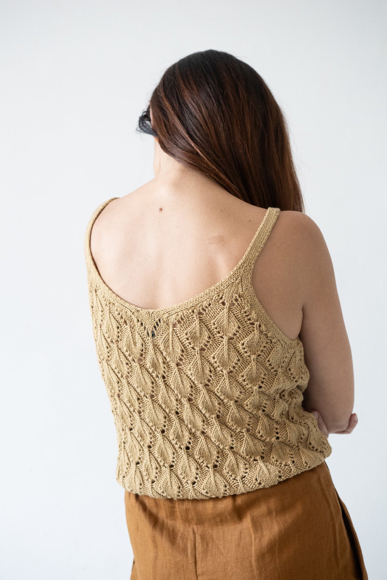 Openwork Tank Top Mustard