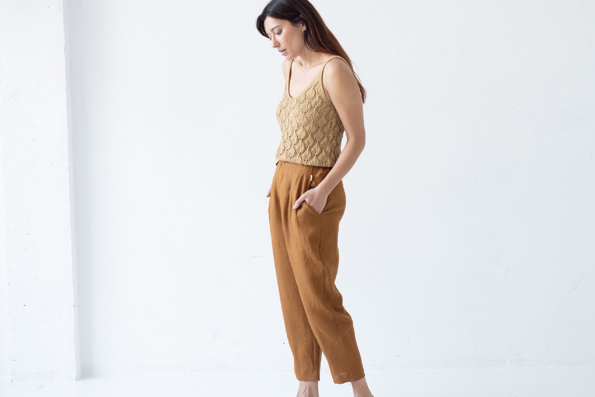 Openwork Tank Top Mustard - Imagen 2