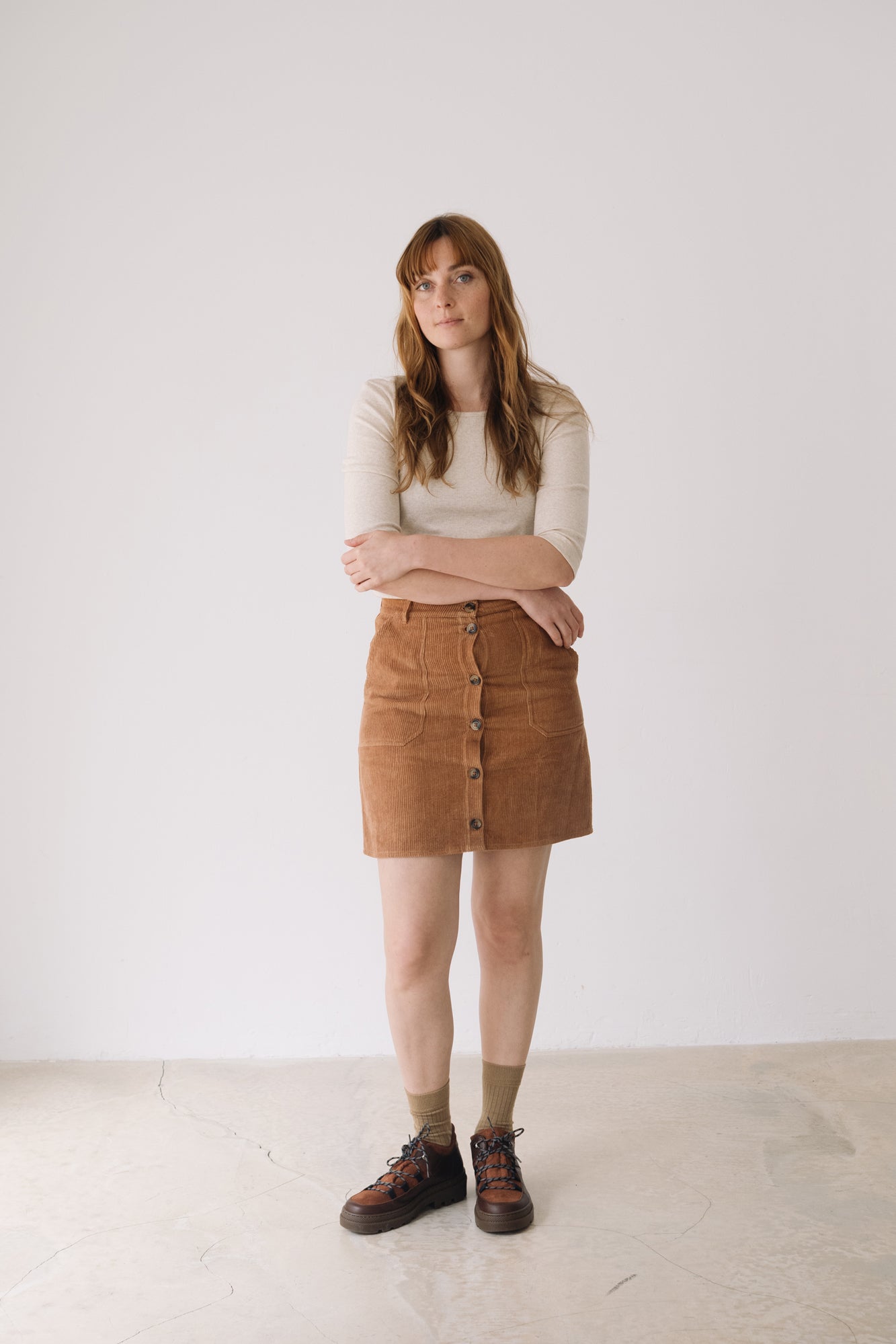 Organic boat neckline ribbed top in White - Imagen 7