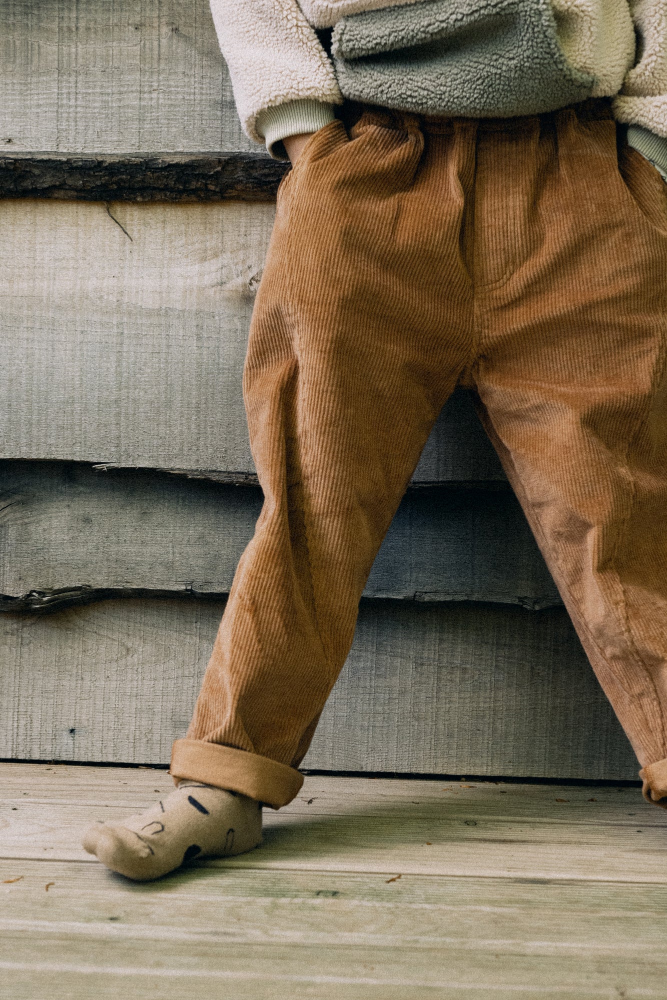 Organic corduroy kids pants Terracota - Imagen 3