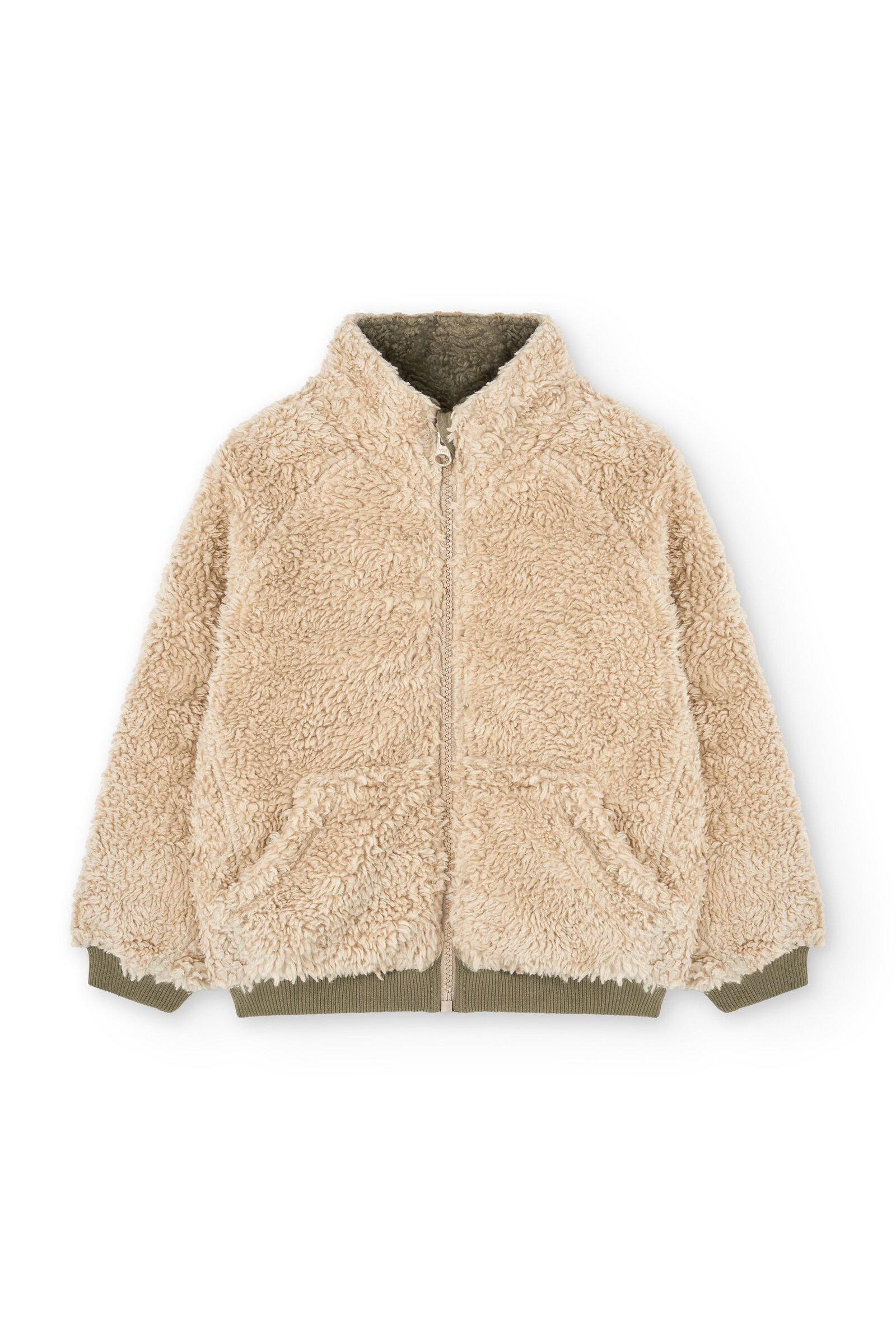 Organic cotton Kids sherpa jacket in Ecru