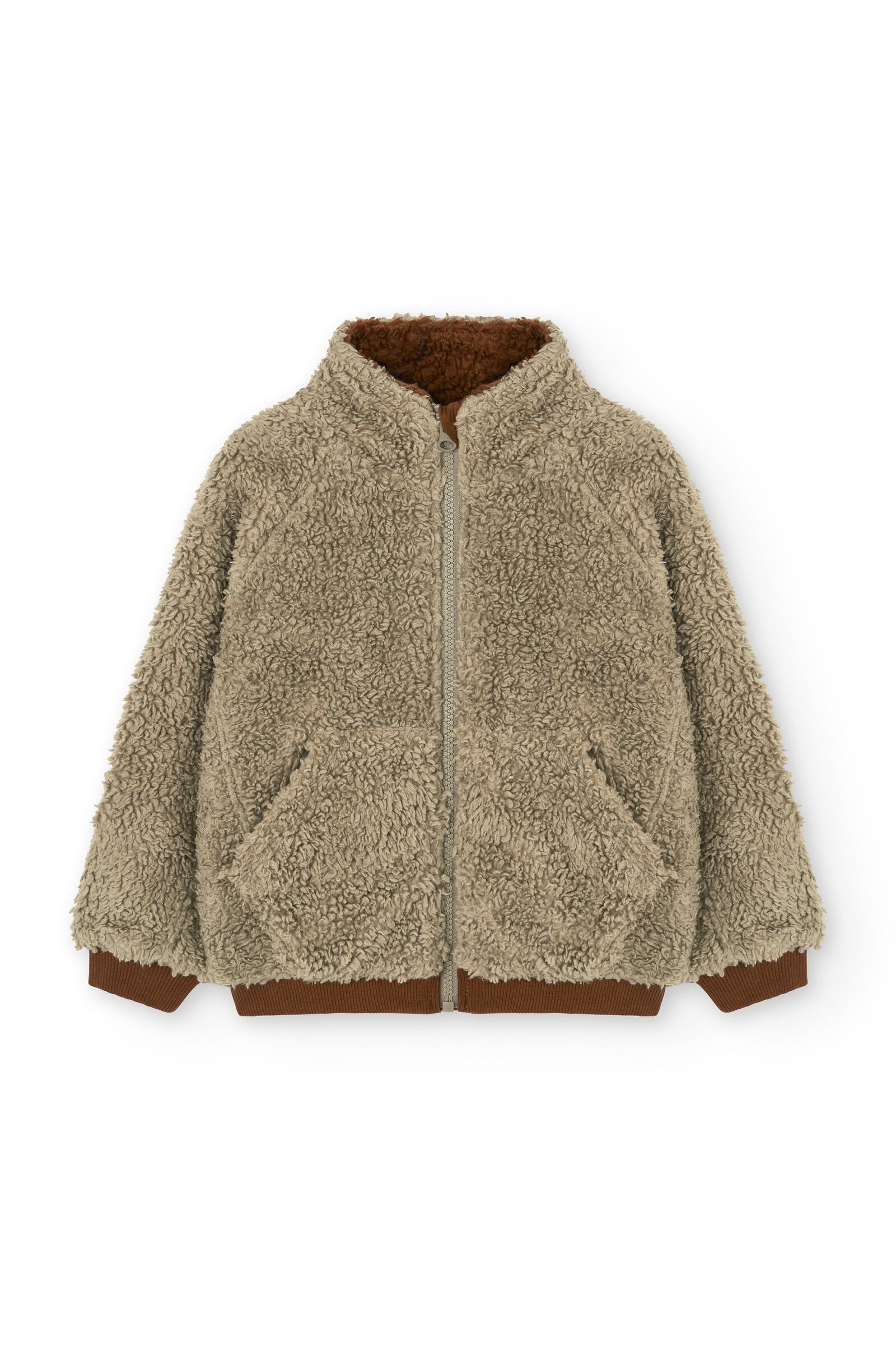 Organic cotton Kids sherpa jacket in Green