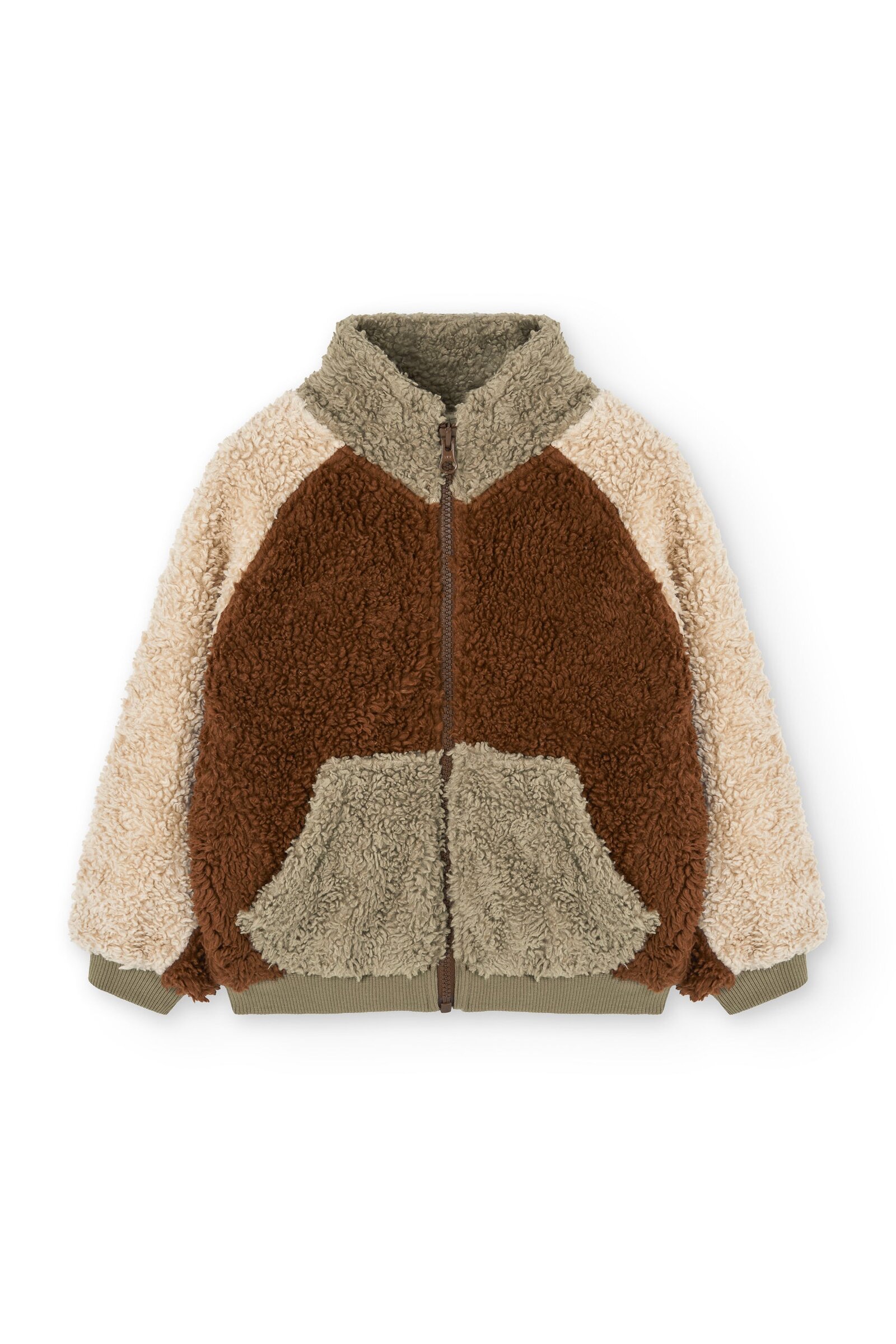 Organic cotton sherpa jacket in multicolor Brown