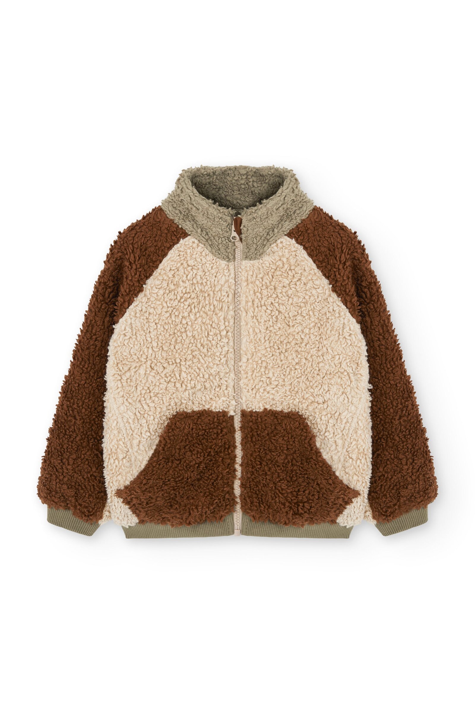 Organic cotton sherpa jacket in multicolor Ecru