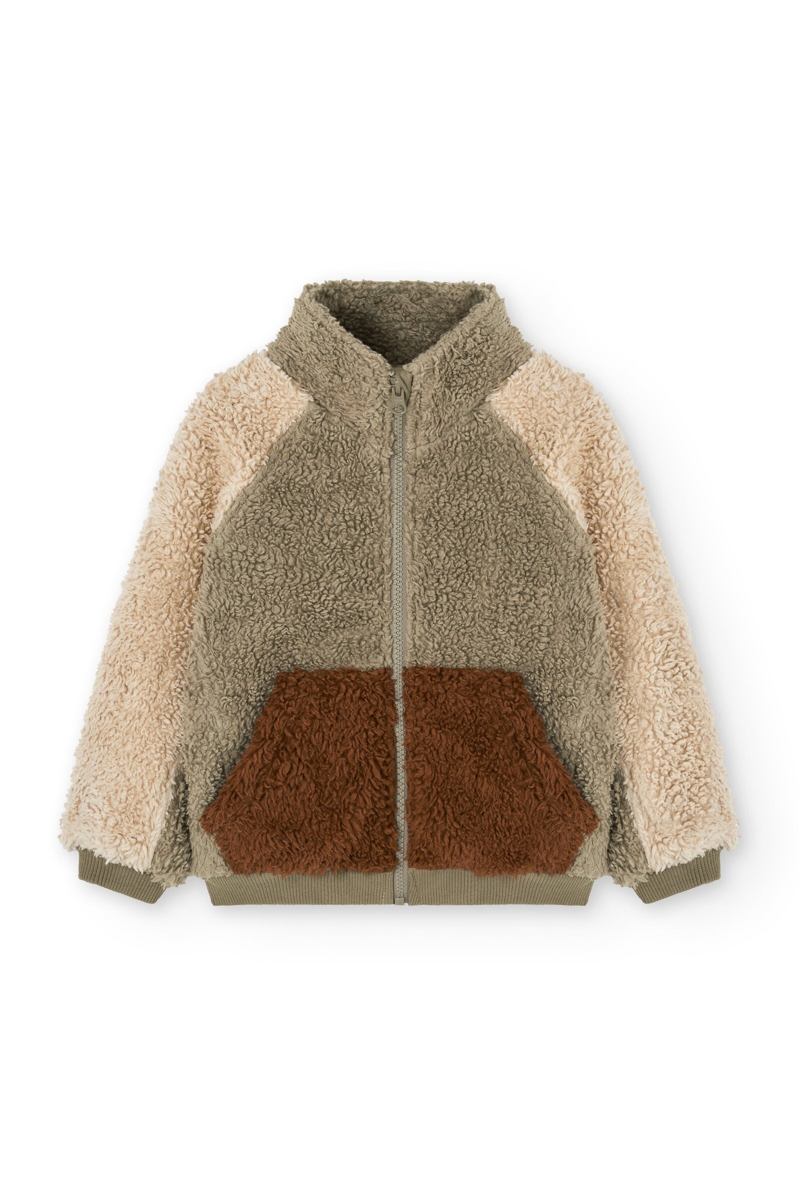 Organic cotton sherpa jacket in multicolor Green