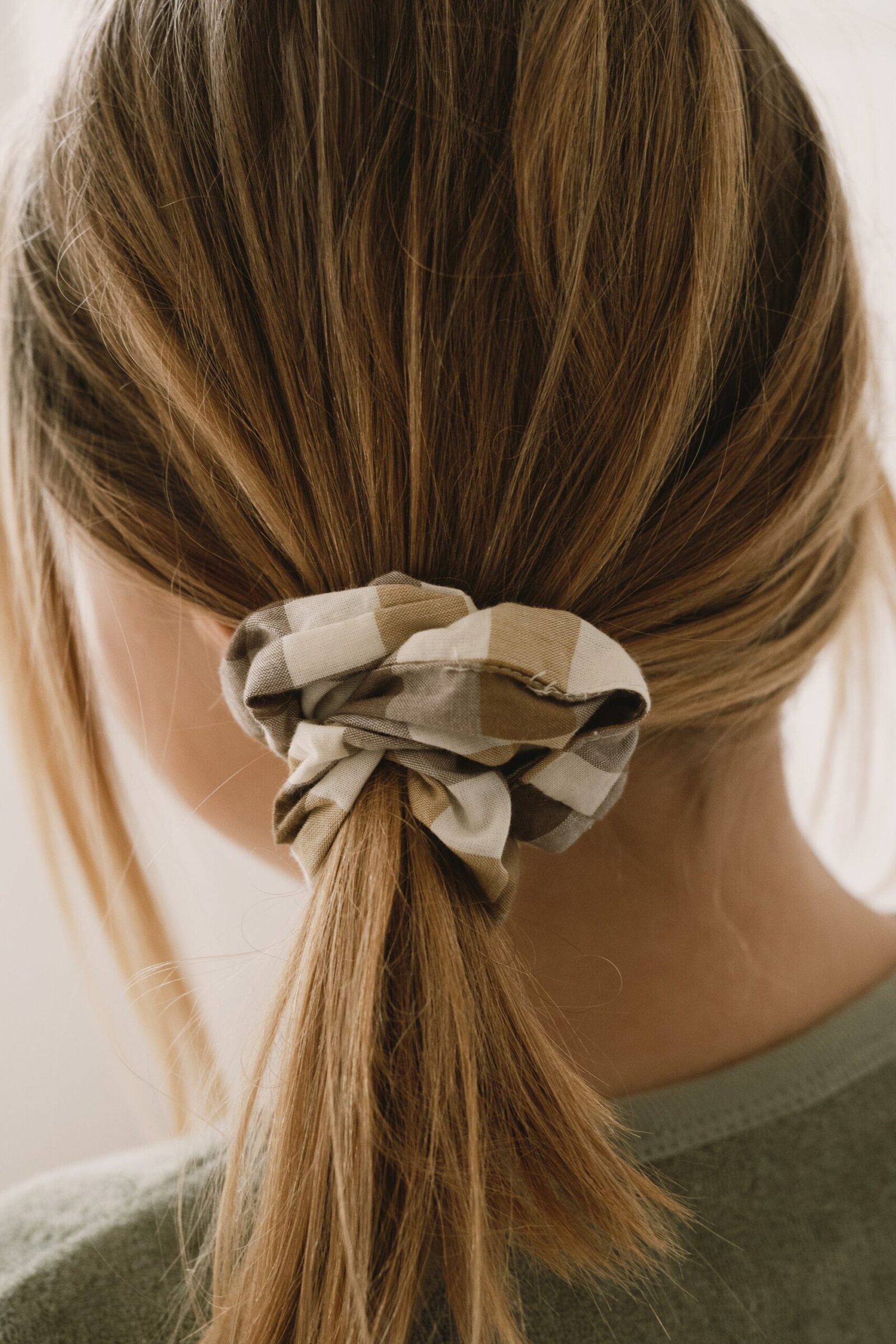 Organic cotton vichy scrunchie