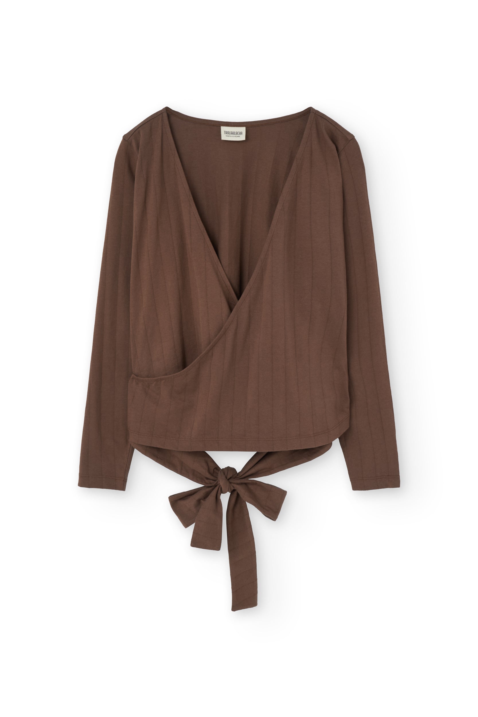 Organic jersey wrap top in Brown