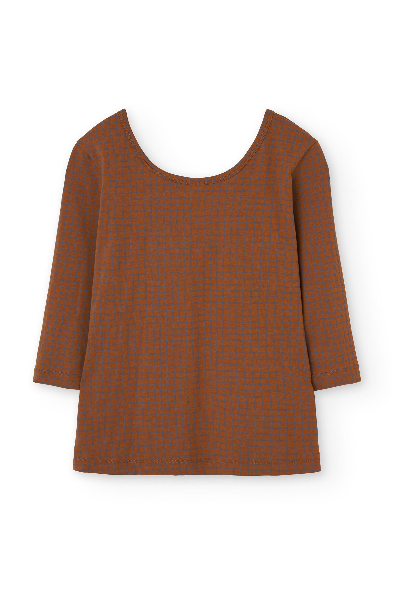 Organic printed boat neckline jersey top