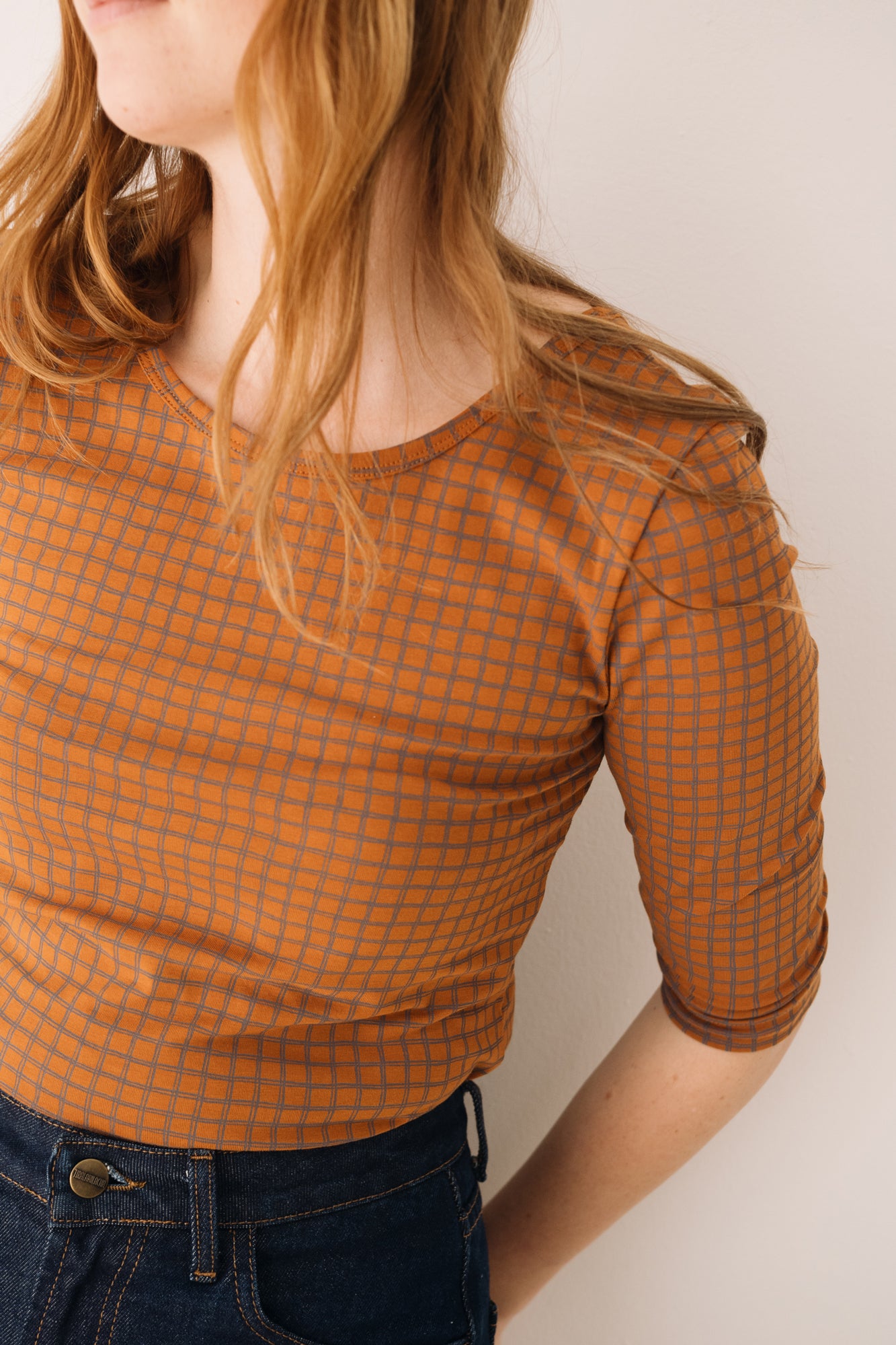 Organic printed boat neckline jersey top - Imagen 2