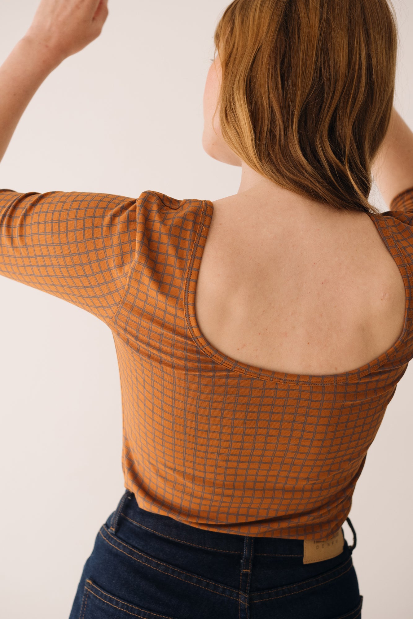 Organic printed boat neckline jersey top - Imagen 3