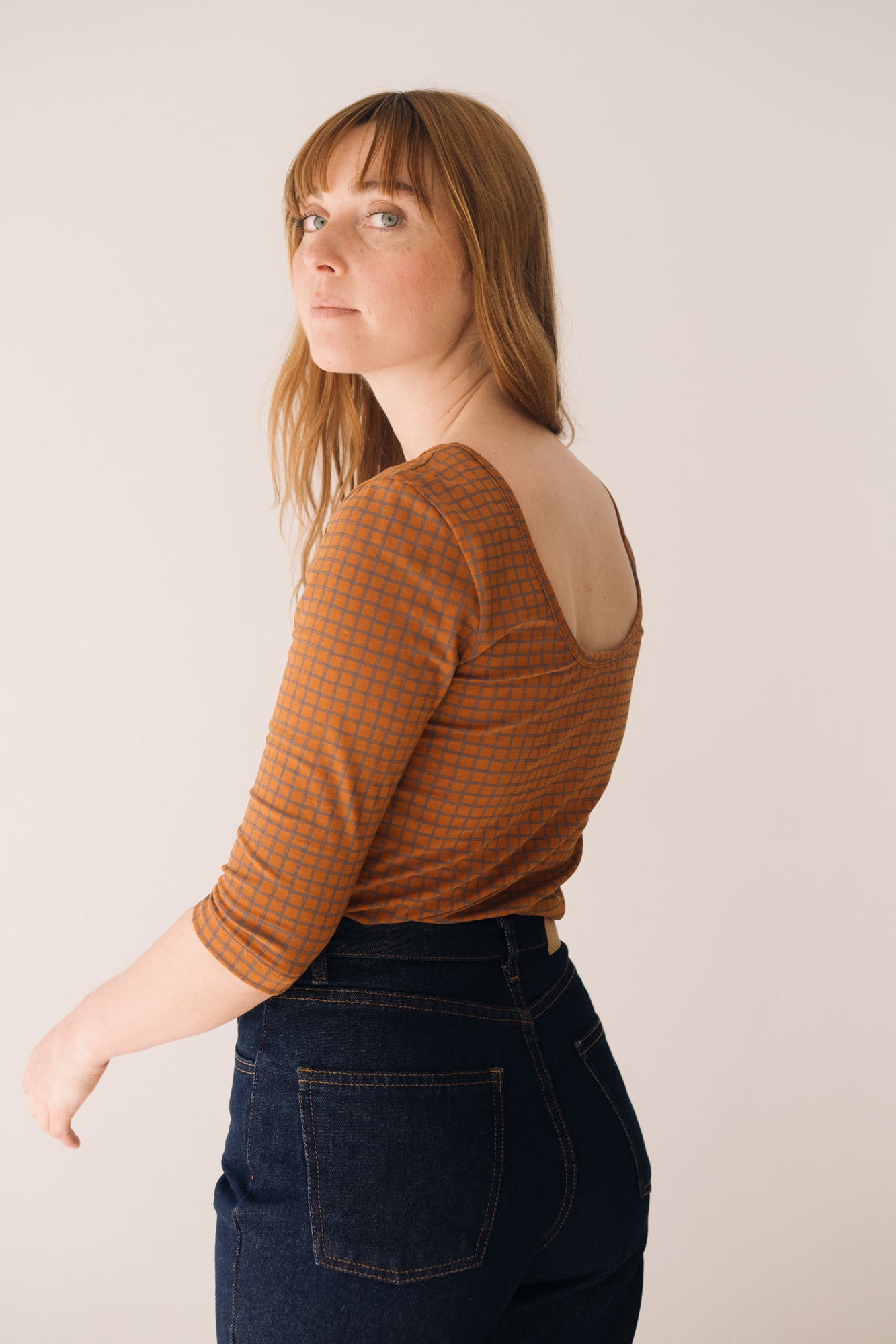 Organic printed boat neckline jersey top - Imagen 4