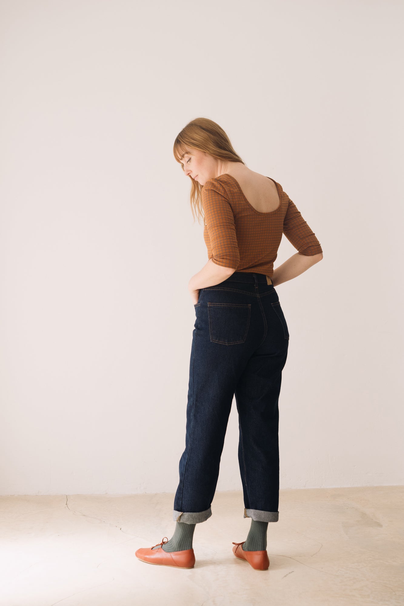 Organic printed boat neckline jersey top - Imagen 6