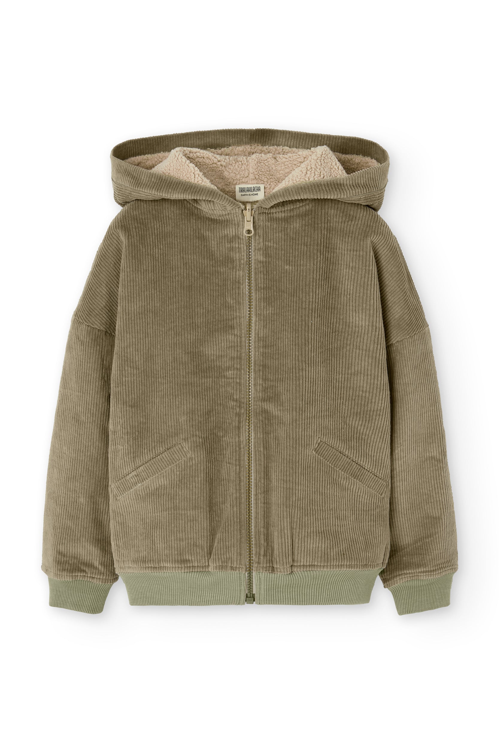 Organic Reversible corduroy & sherpa jacket in Green