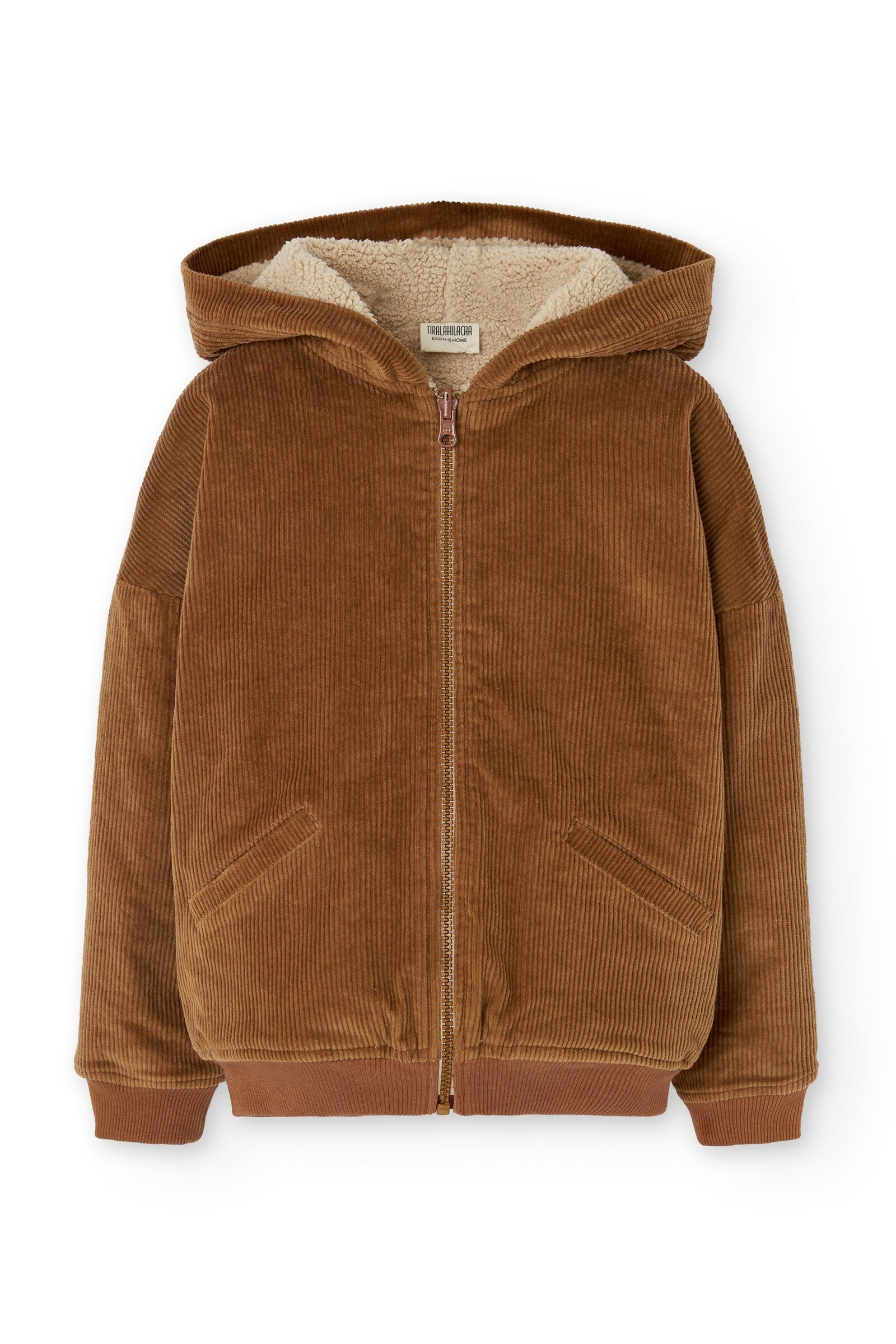 Organic Reversible corduroy & sherpa jacket in Terracota