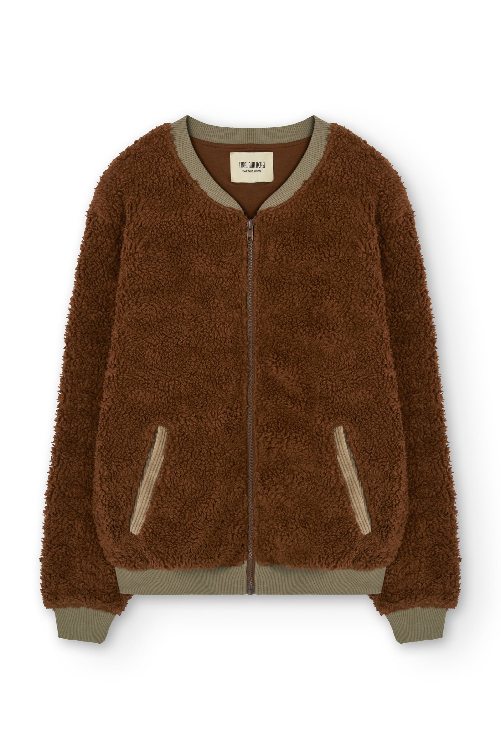 Organic Sherpa Zipper Jacket In Brown