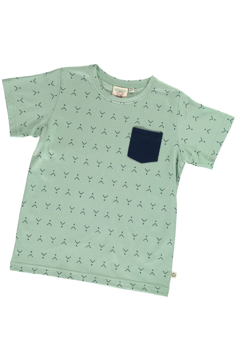 Organic unisex t-shirt in mint green and abstract print