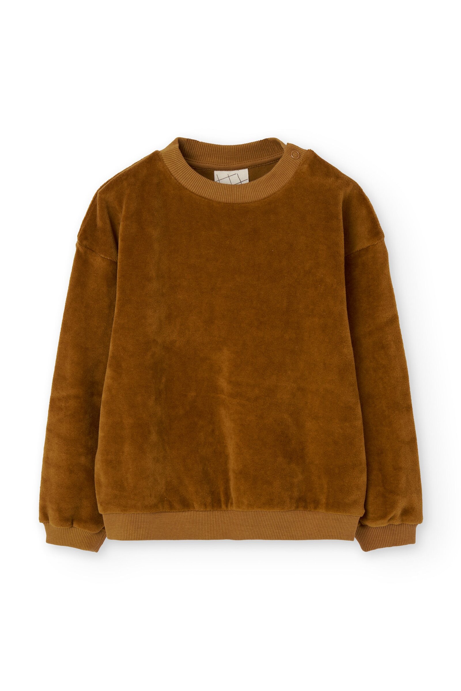 Organic velvet baby hoodie in Terracota