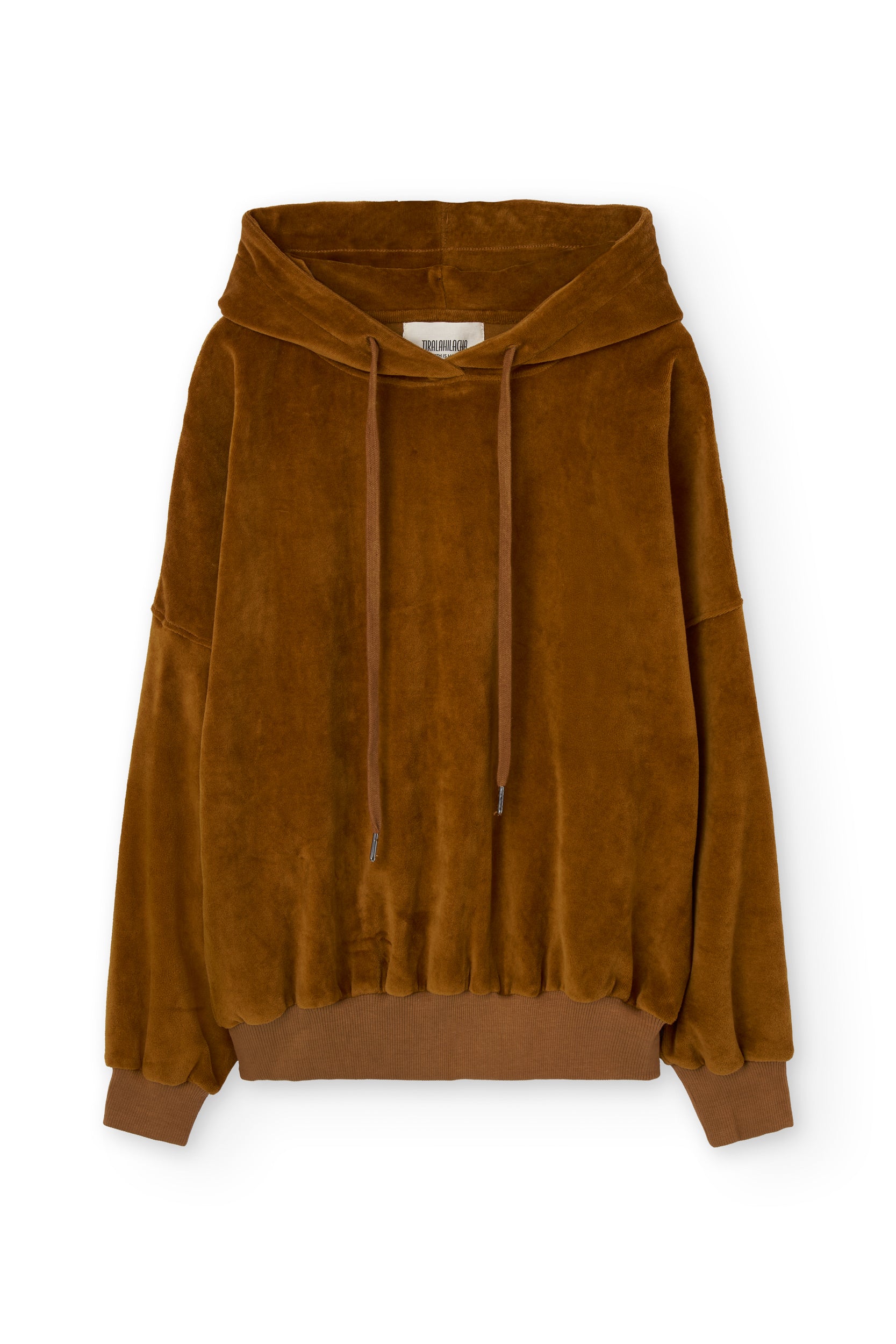 Organic velvet hoodie in Terracota