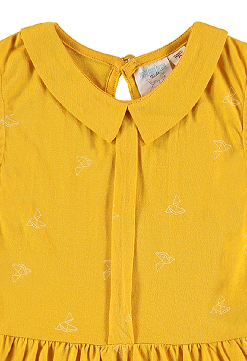 Origami hummingbird print dress