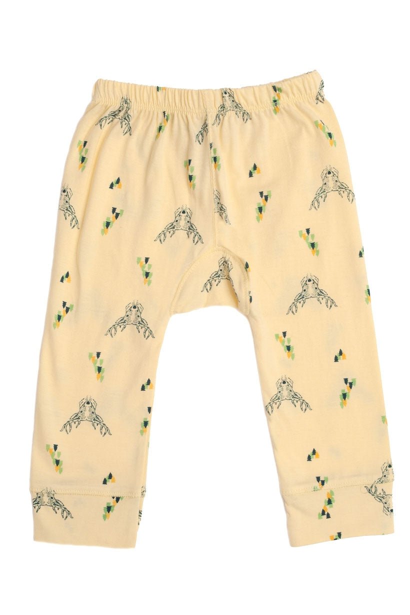 Pantalón bebe amarillo con estampado de ciervos