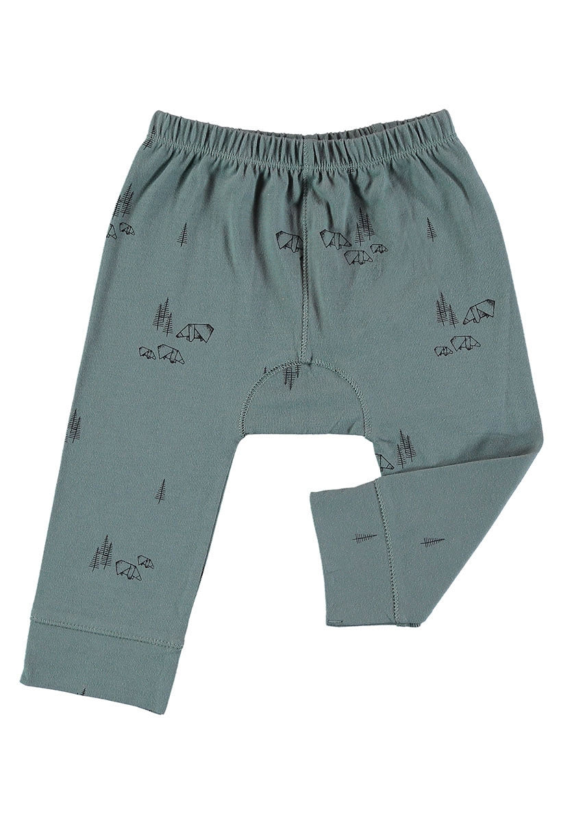 Pantalones bebé verde estampado origami