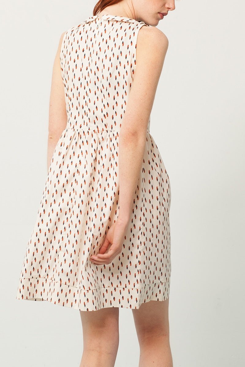 Pearle Peter Pan collar dress in cream and abstract print - Imagen 2