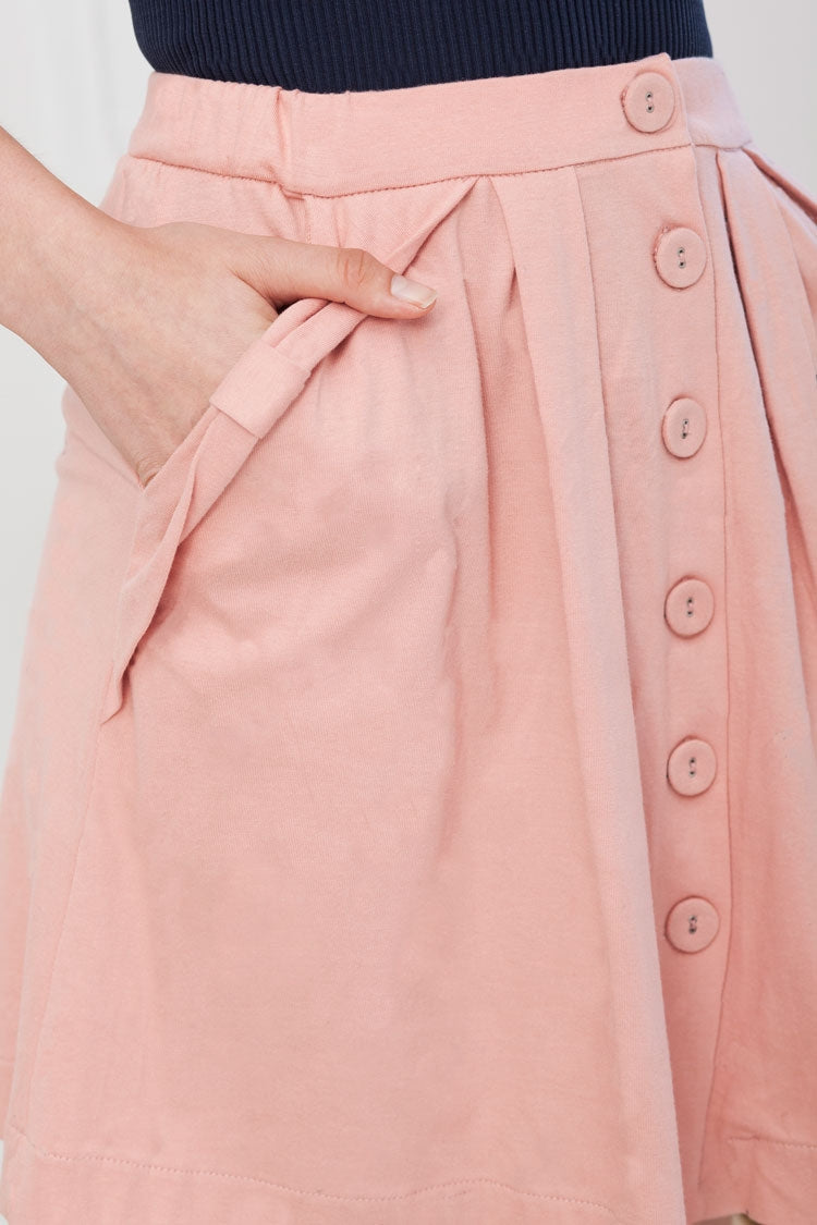 Pink plain buttoned skirt