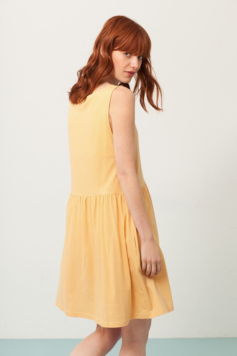 Priscila oversized dress in yellow and japanese print - Imagen 2