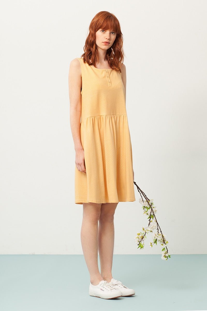 Priscila oversized dress in yellow and japanese print - Imagen 3