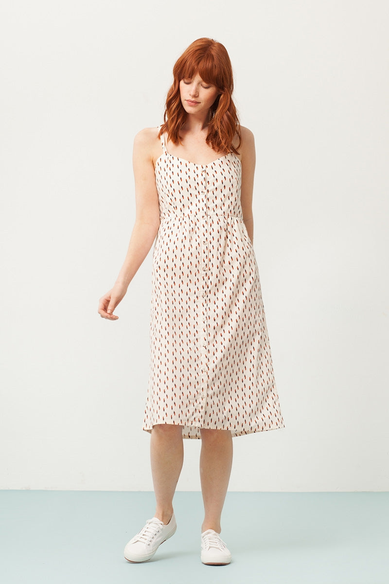 Prya strapless dress in cream and abstract print