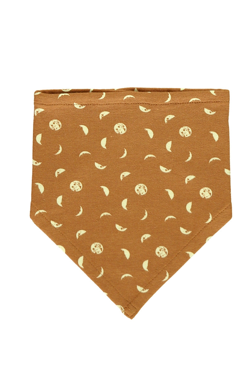 Reversible Bib in mustard and moon phases print