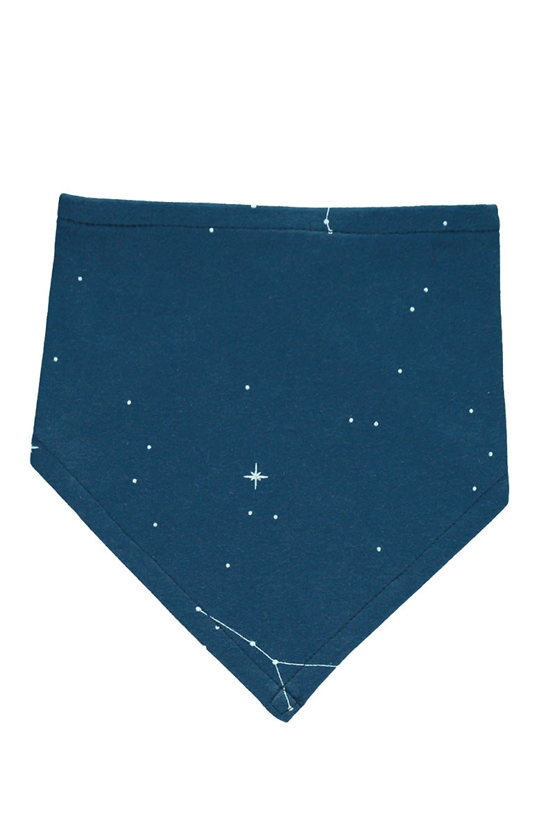 Reversible Bib in navy blue and constallations print