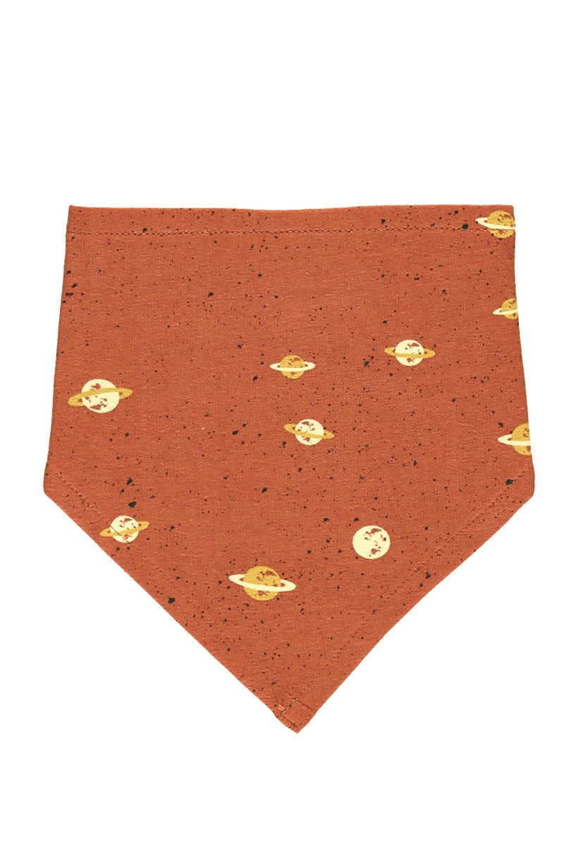 Reversible Bib in terracotta with Saturn print