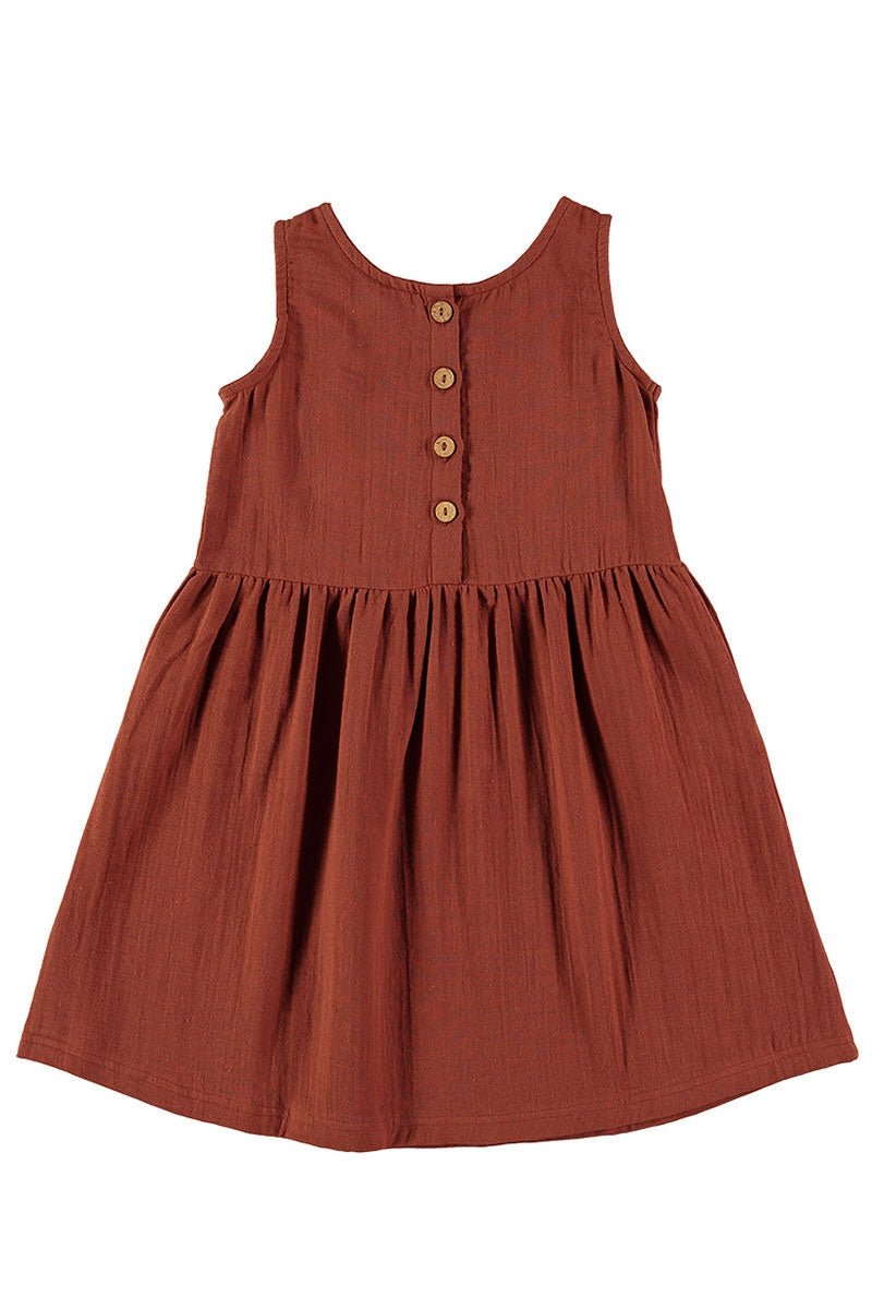 Reversible muslin dress in terracotta - Imagen 2