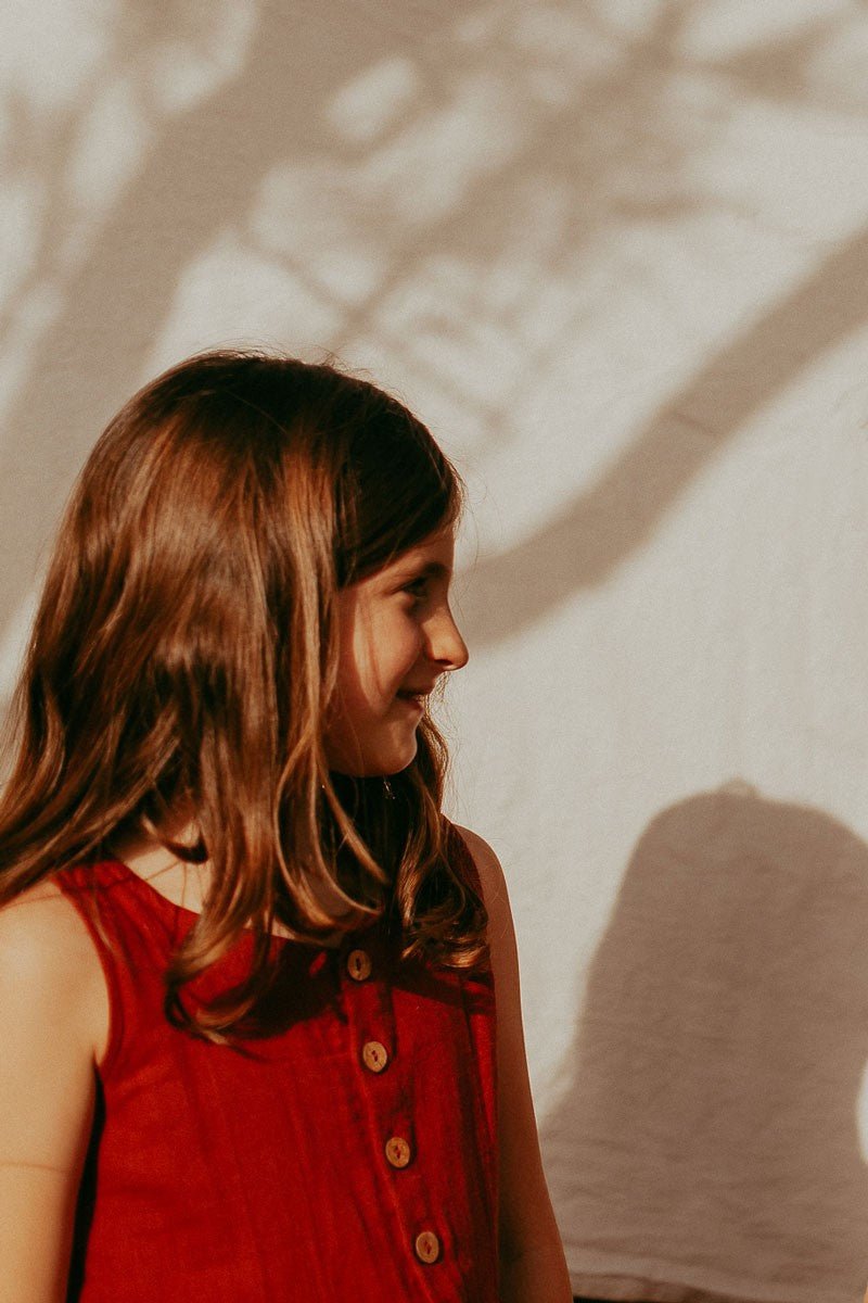 Reversible muslin dress in terracotta - Imagen 3