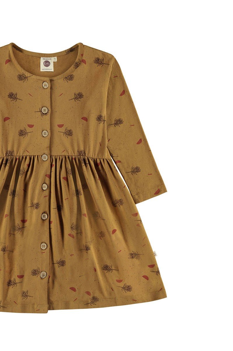 Sabrina oversize dress with dropped shoulders in mustard - Imagen 2
